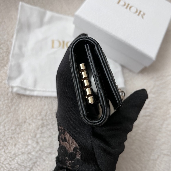 Auth Dior Quilted Logo Charm Key Holder Wallet - Black w/ Gold Hardware - Picture 12 of 13